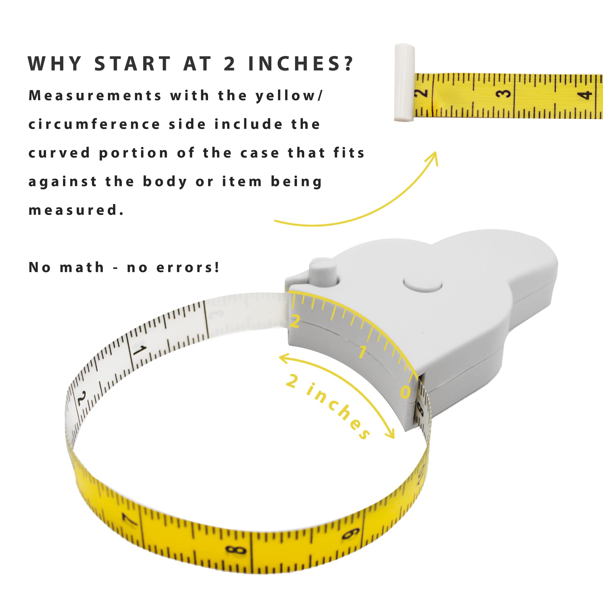 Perfect Body Tape Measure - 80 Inch Automatic Telescopic Tape Measure - Retractable Measuring Tape for Body: Waist, Hip, Bust, Arms, and More (White - 80 inch)