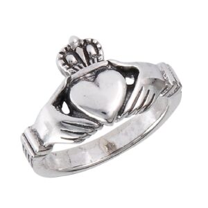 .925 sterling silver traditional claddagh celtic ring, size 7