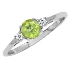 silvershake petite natural peridot and white topaz 925 sterling silver promise ring size 7