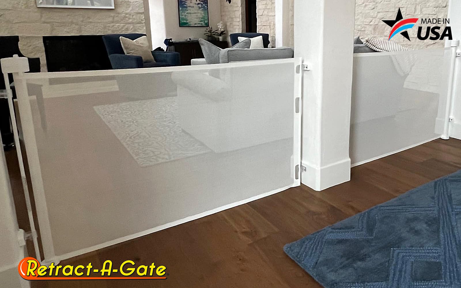 Retract-A-Gate 72" White: The Original and only Made in USA Retractable Baby, Dog, & Cat Gate