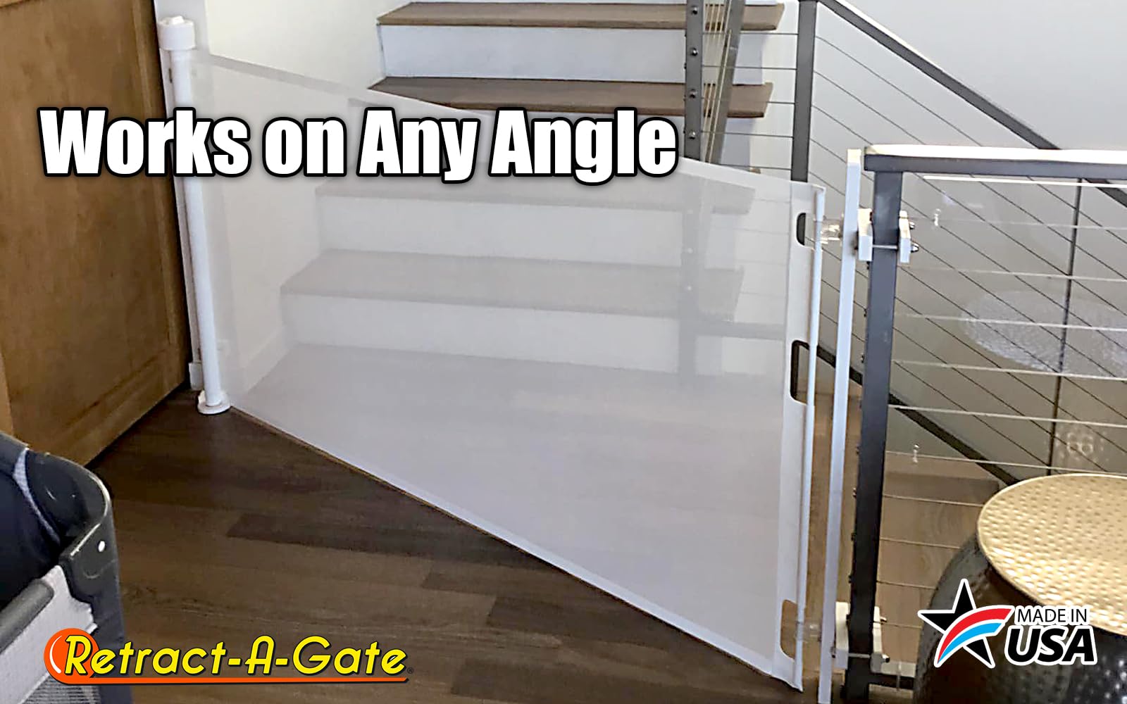 Retract-A-Gate 72" White: The Original and only Made in USA Retractable Baby, Dog, & Cat Gate