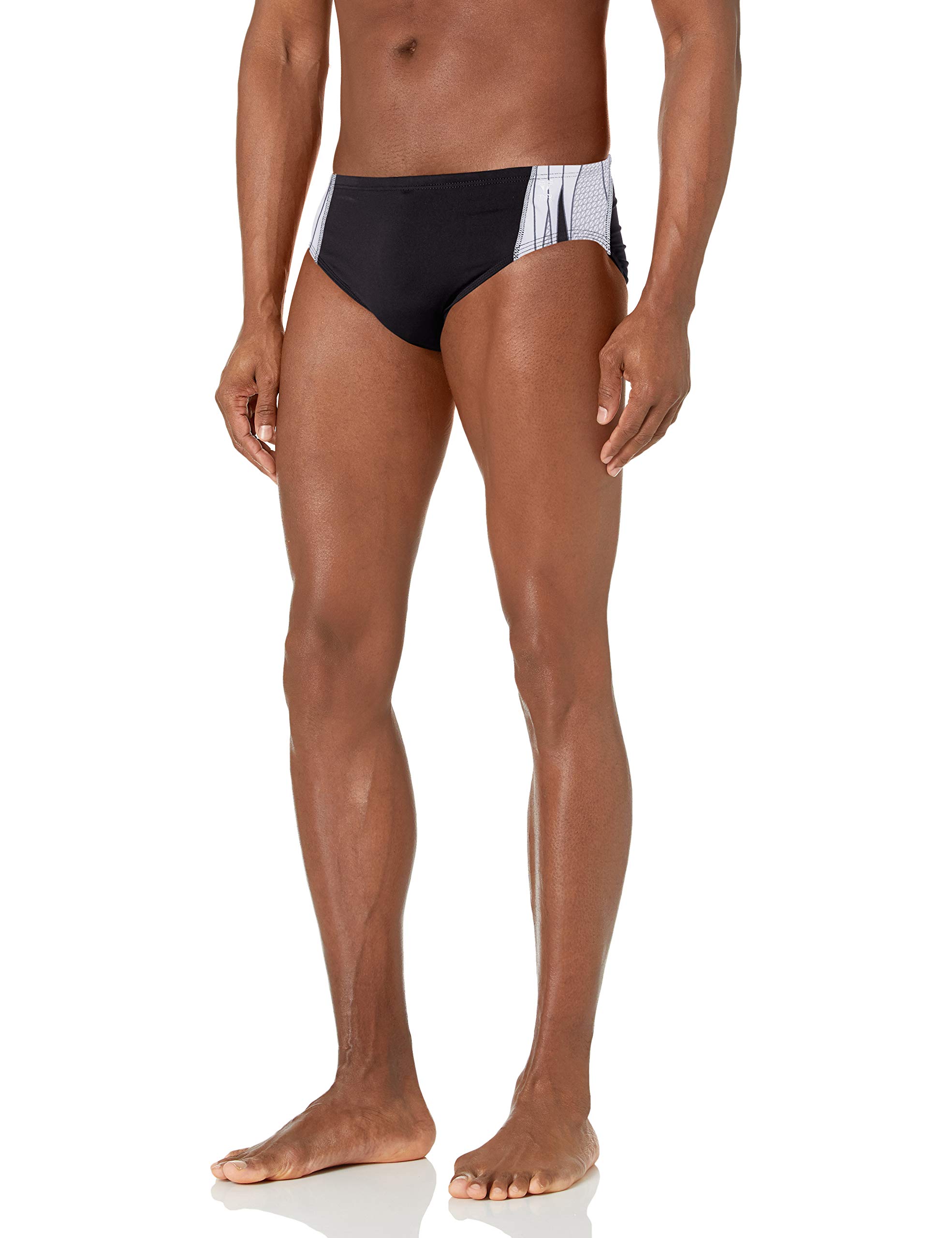 TYR SPORT Men's Phoenix Splice Racer Swimsuit (Black/White, Size 36)