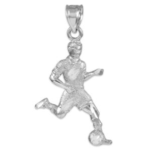 Sterling Silver Soccer Player Futbol Sports Charm Pendant