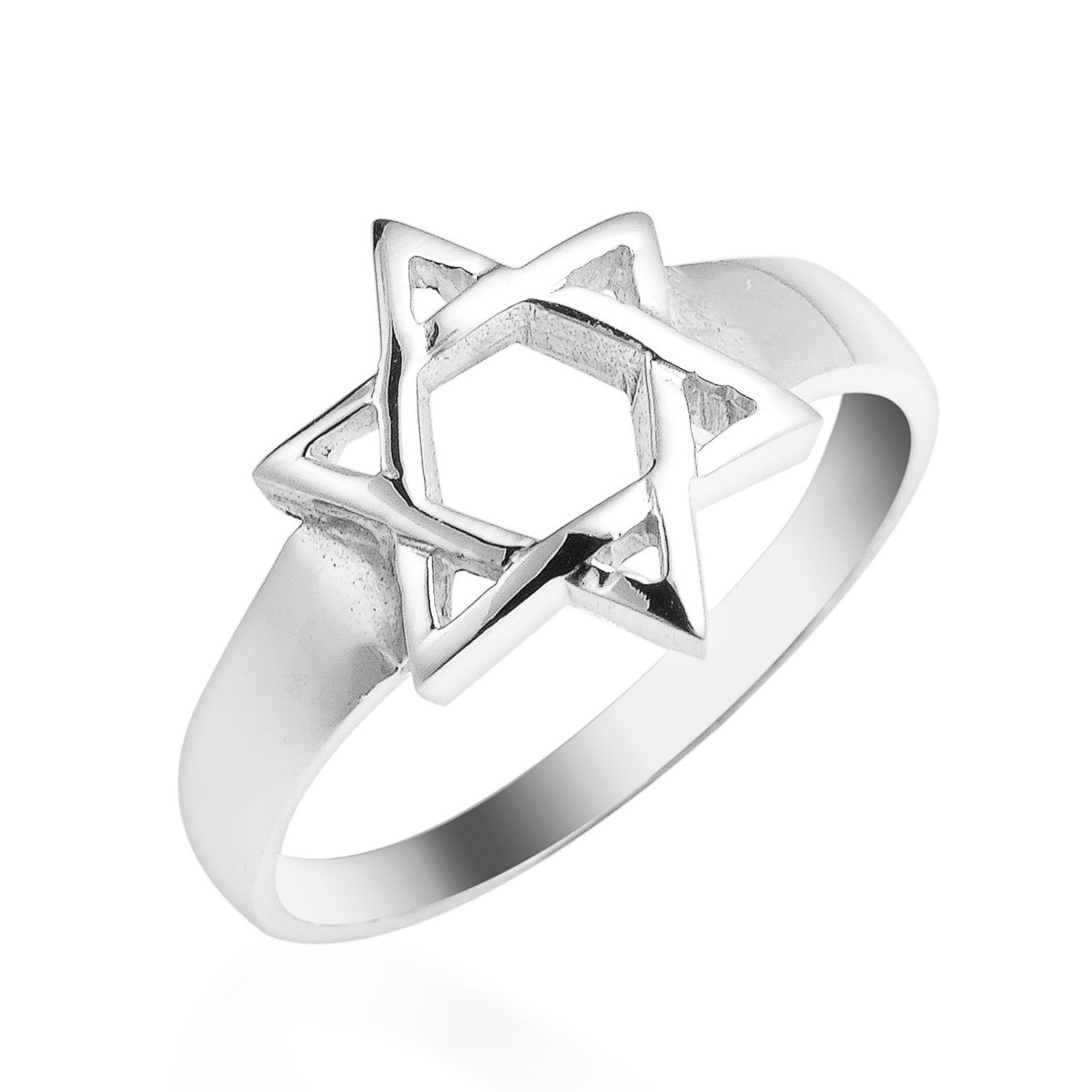 AeraVida Jewish Jewelry Simple Star of David Promise Band .925 Silver Ring | Promise Rings for Women | Comfort Fit Silver Rings for Women | Sterling Silver Rings Size 6