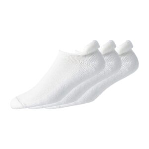 footjoy men's comfortsof roll-top 3-pack socks, white, fits shoe size 7-12