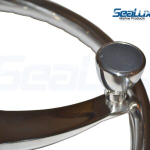 SeaLux 316 Stainless Steel Boat Steering Wheel 3-Spoke 15-1/2" Dia, with 5/8" -18 Nut and Turning Knob for Seastar and Verado