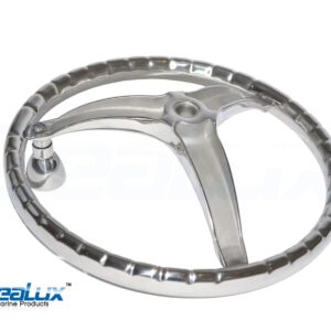 SeaLux 316 Stainless Steel Boat Steering Wheel 3-Spoke 15-1/2" Dia, with 5/8" -18 Nut and Turning Knob for Seastar and Verado