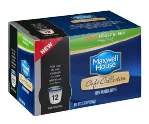 maxwell house cafe collection decaf house blend k-cups, 12 count (pack of 6)