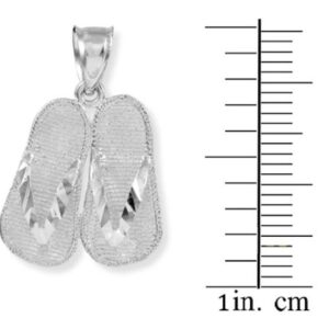 925 Sterling Silver 3d Flip Flops Summer Charm Sandal Pendant