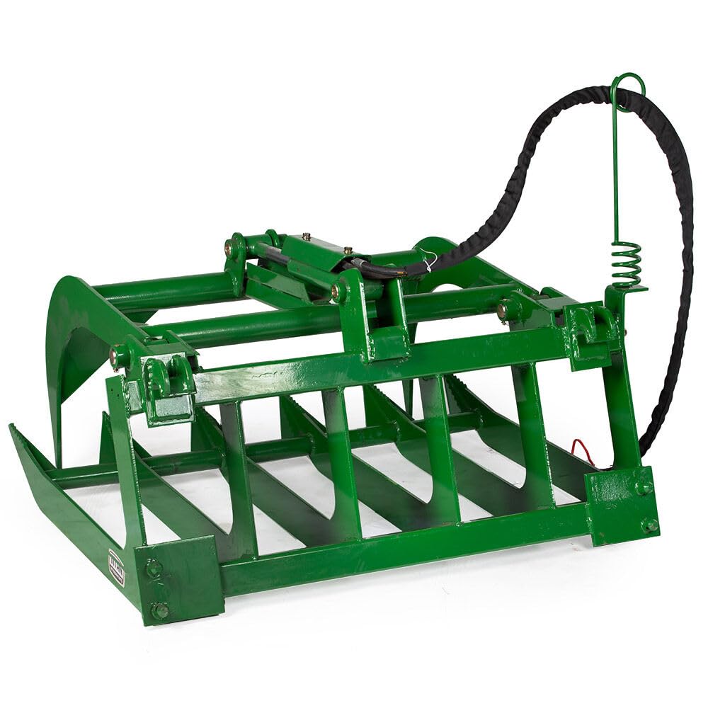 Titan Attachments 48in Economy Grapple Bucket Attachment Fits John Deere Tractors, 3/8in Thick Steel Frame, Hook and Pin Mounting System