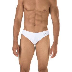 speedo men's swimsuit brief powerflex eco solar, white, 30