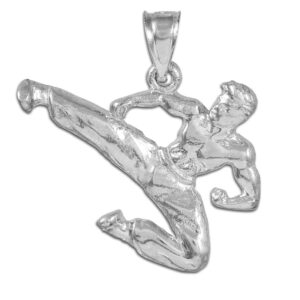 925 sterling silver karate martial arts sports charm pendant