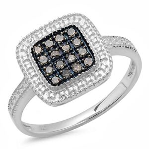 dazzlingrock collection 0.25 carat (cttw) sterling silver round champagne diamond women cocktail ring 1/4 ct, size 7