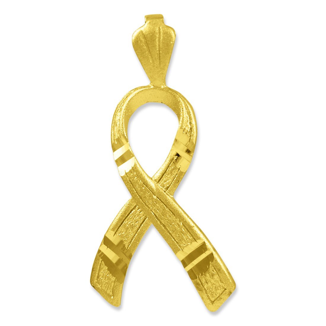 10k Gold Childhood Cancer Awareness Ribbon Charm 3D Pendant