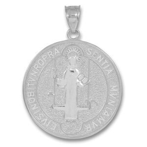 Claddagh Gold Medal of Saint Benedict 925 Sterling Silver Coin Pendant (Small)