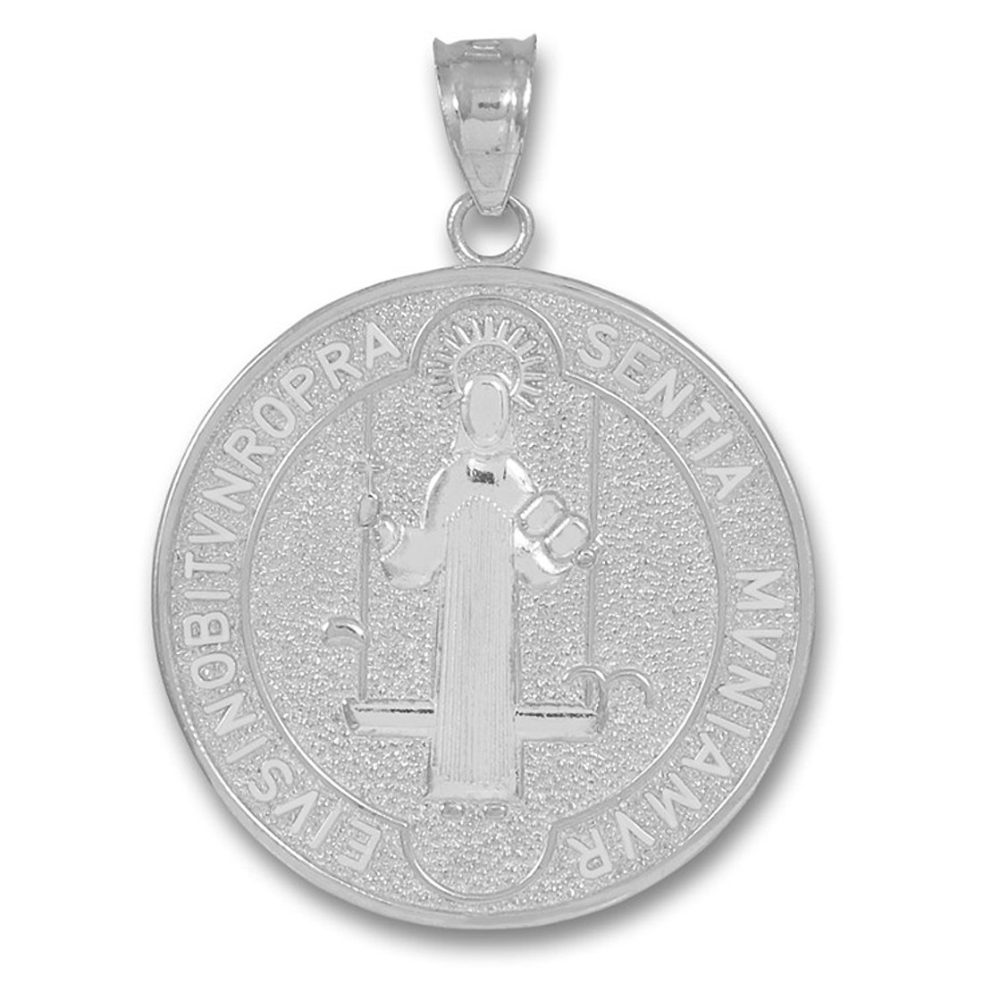 Claddagh Gold Medal of Saint Benedict 925 Sterling Silver Coin Pendant (Small)