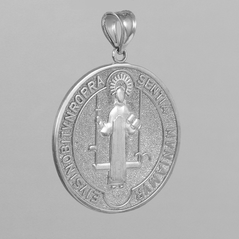 Claddagh Gold Medal of Saint Benedict 925 Sterling Silver Coin Pendant (Small)