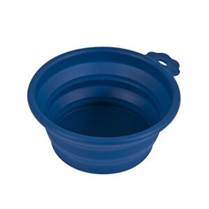 Petmate 23367 Silicone Round 1.5-Cup Travel Bowl for Pets, Navy Blue