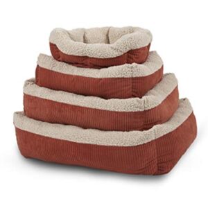 Petmate Aspen Pet 80136 Self Warming Rectangular Lounger For Pets, 24" x 20", Warm Spice With Creme, Barn Red/Cream