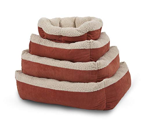 Petmate Aspen Pet 80136 Self Warming Rectangular Lounger For Pets, 24" x 20", Warm Spice With Creme, Barn Red/Cream