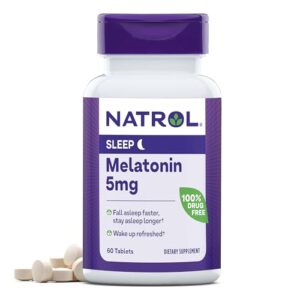 Natrol Melatonin 5 mg, Dietary Supplement for Restful Sleep, Sleep Supplements for Adults, 60 Melatonin Tablets, 60 Day Supply