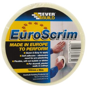 everbuild euroscrim self adhesive scrim tape, white, 100 mm x 90 m