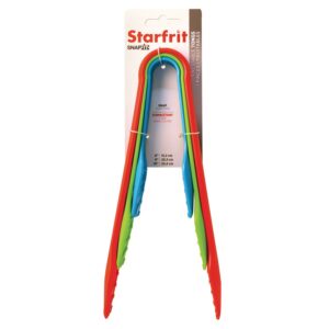 Starfrit Set of 3 Snap Fit Tongs, Red/Green/Blue