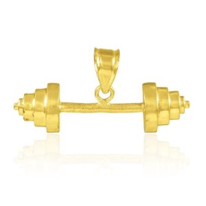 10k Gold Weightlifting Barbell Sports Pendant