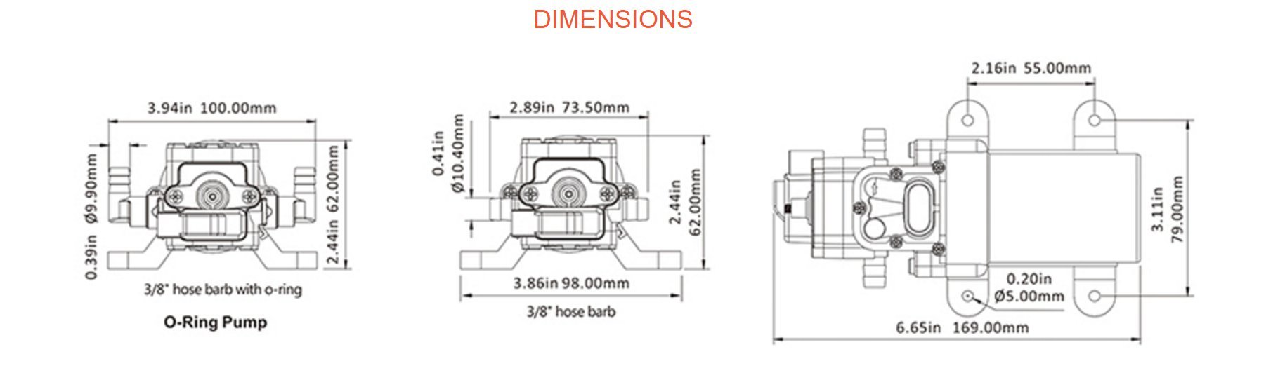 Seaflo 12V DC 1.2 GPM 35 PSI 21-Series Diaphragm Water Pressure Pump for Caravan/RV/Boat/Marine