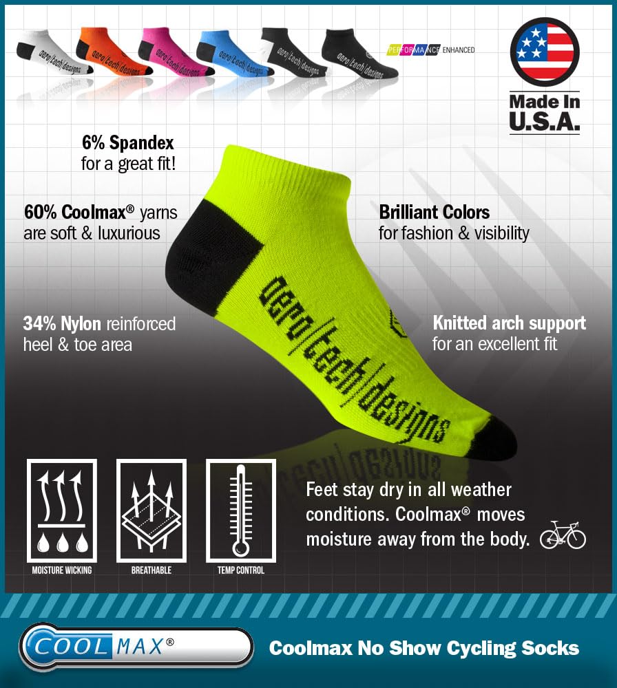 AERO|TECH|DESIGNS | Coolmax Athletic Socks | Low-Cut No-Show | Adult Unisex | X-Large | White