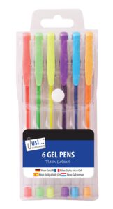 just stationery neon gel ink pens - assorted colours (pack of 6)