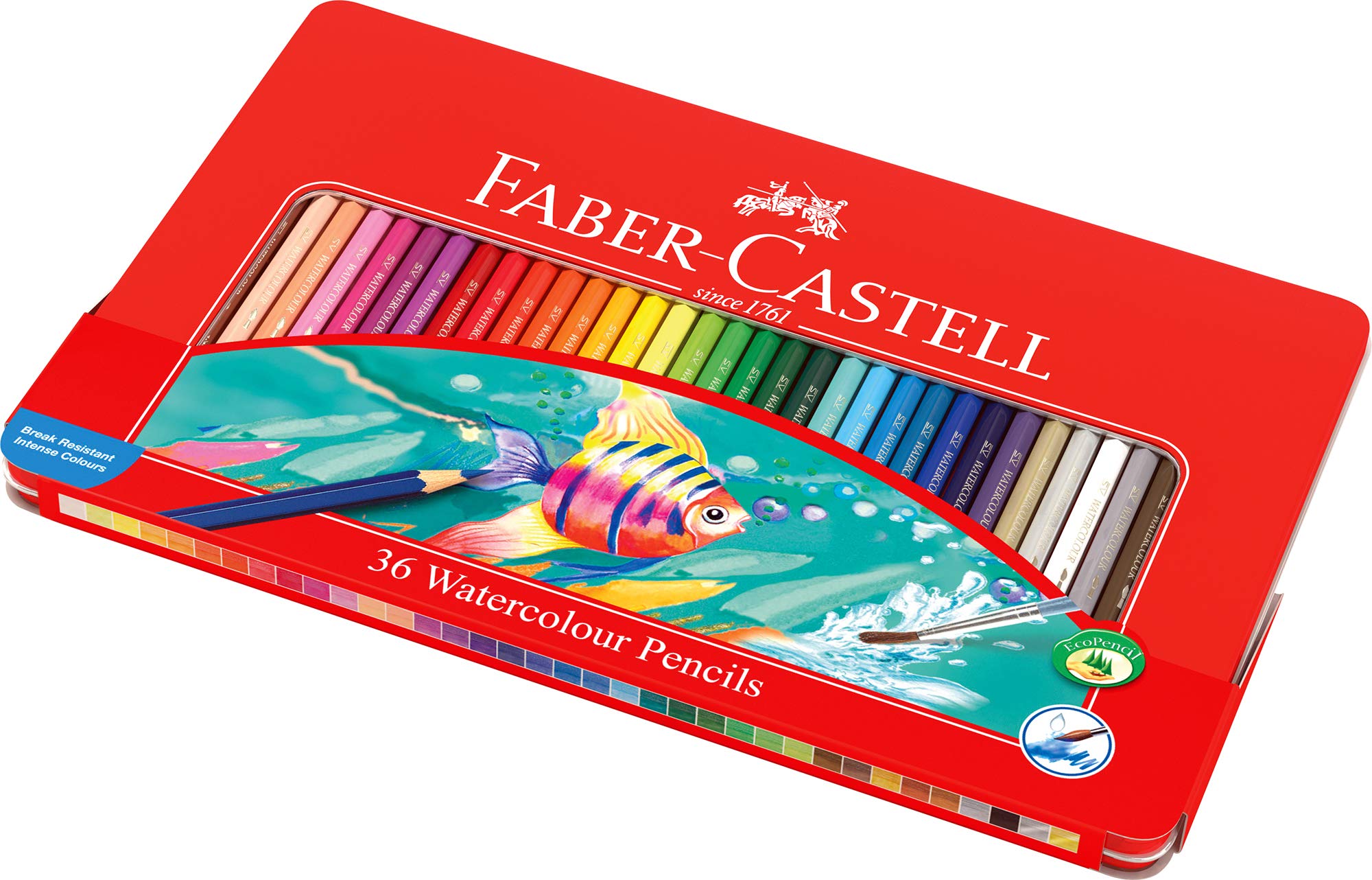 Faber-Castell 115931 Watercolor Pencil Set of 36 Assorted Color Tin Case