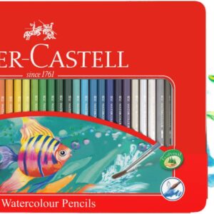 Faber-Castell 115931 Watercolor Pencil Set of 36 Assorted Color Tin Case