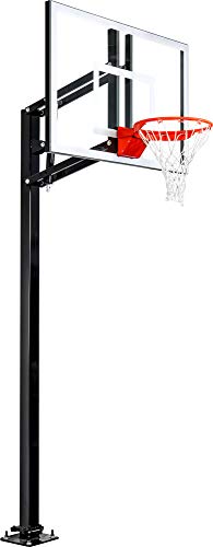 Goalsetter Elite Plus 54” Tempered Glass Backboard In-Ground Basketball Hoop - HD Breakaway Rim, Black (TS44154G3)