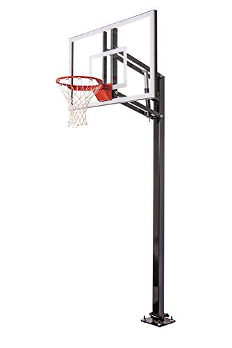 Goalsetter Elite Plus 54” Tempered Glass Backboard In-Ground Basketball Hoop - HD Breakaway Rim, Black (TS44154G3)