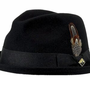 STACY ADAMS Men's Wool Felt Pinch Front Fedora Hat Black