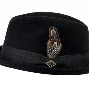 STACY ADAMS Men's Wool Felt Pinch Front Fedora Hat Black