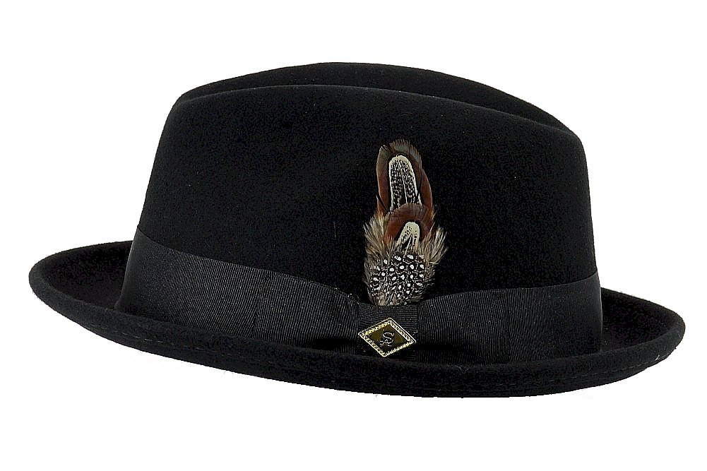 STACY ADAMS Men's Wool Felt Pinch Front Fedora Hat Black