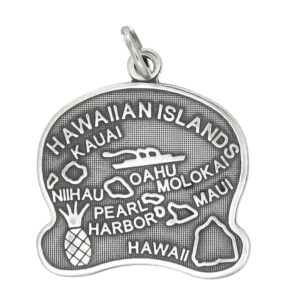 LGU Sterling Silver Oxidized One Sided Hawaiian Islands State of Hawaii Charm