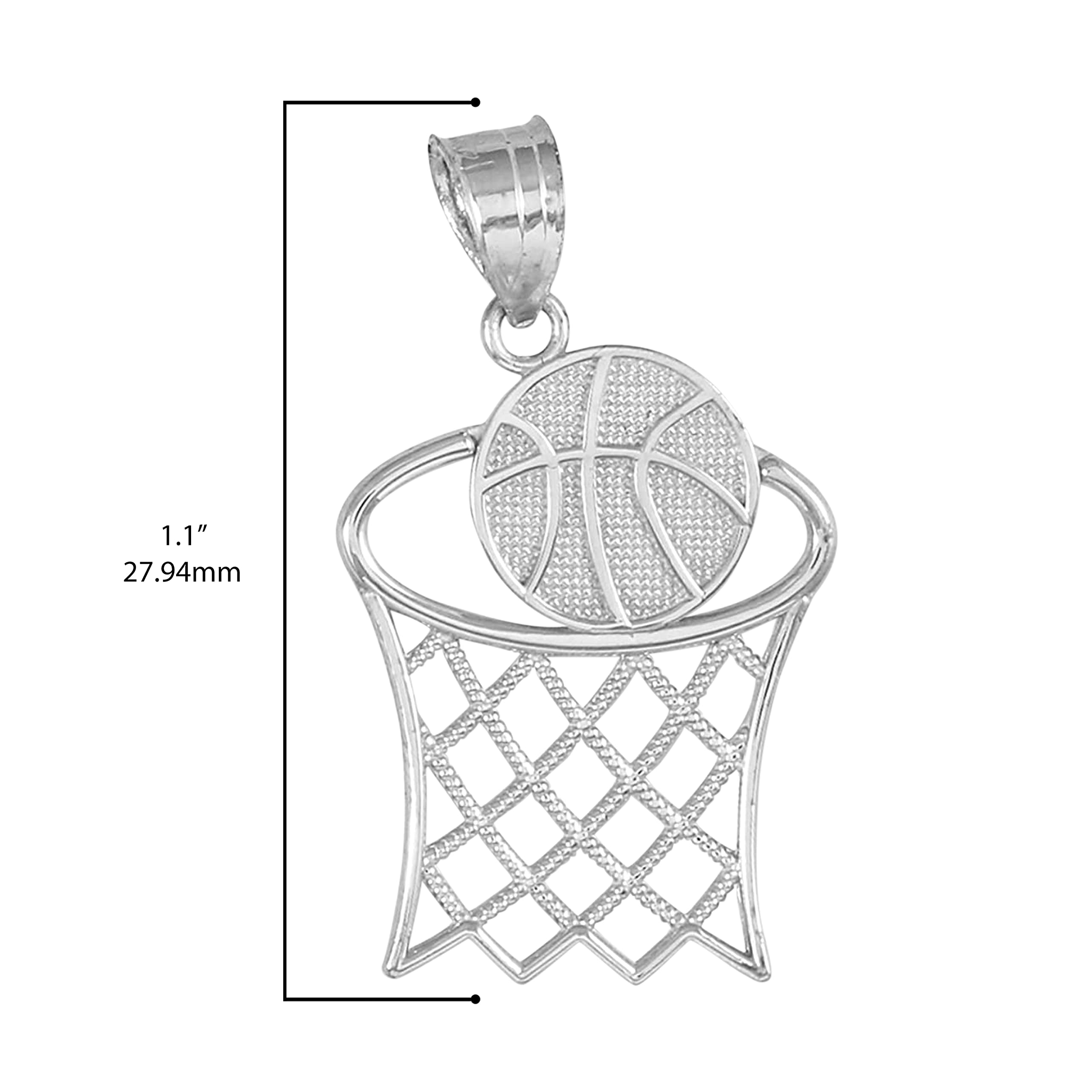 Sports Charms .925 Sterling Silver Basketball Hoop Pendant Only