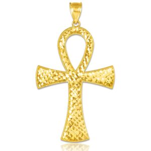 Fine 10k Yellow Gold Egyptian Ankh Cross Gold Pendant