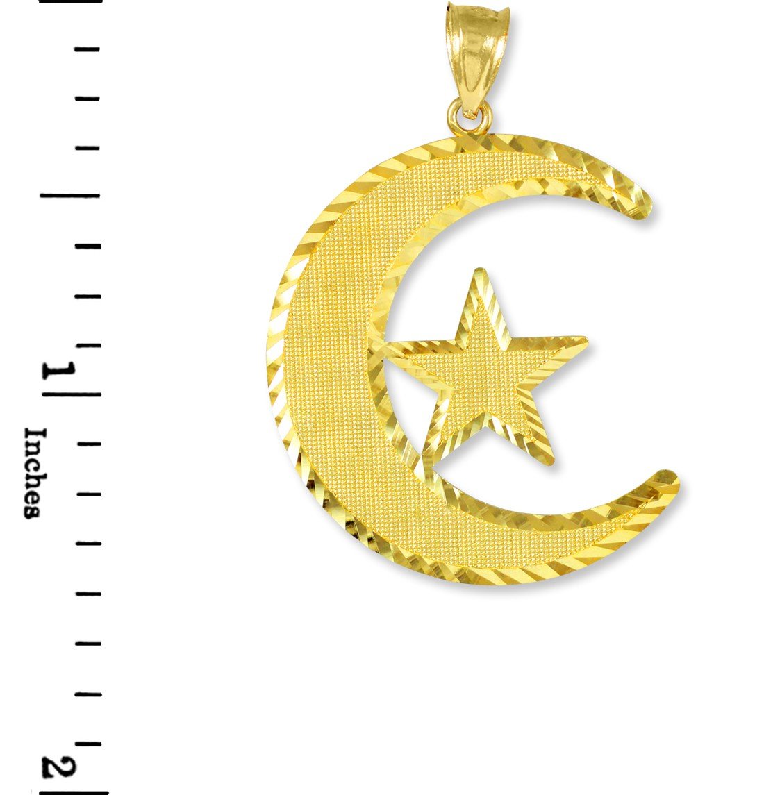 10k Gold Islamic Charm Crescent Moon and Star Pendant