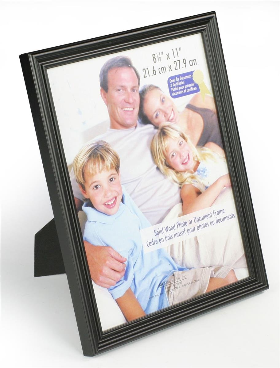 Displays2go Wooden Photo Frames for 8.5 x 11 Inch Prints in Portrait or Landscape, for Tabletop or Wall Use, Black - Set of Six