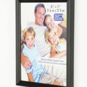 Displays2go Wooden Photo Frames for 8.5 x 11 Inch Prints in Portrait or Landscape, for Tabletop or Wall Use, Black - Set of Six