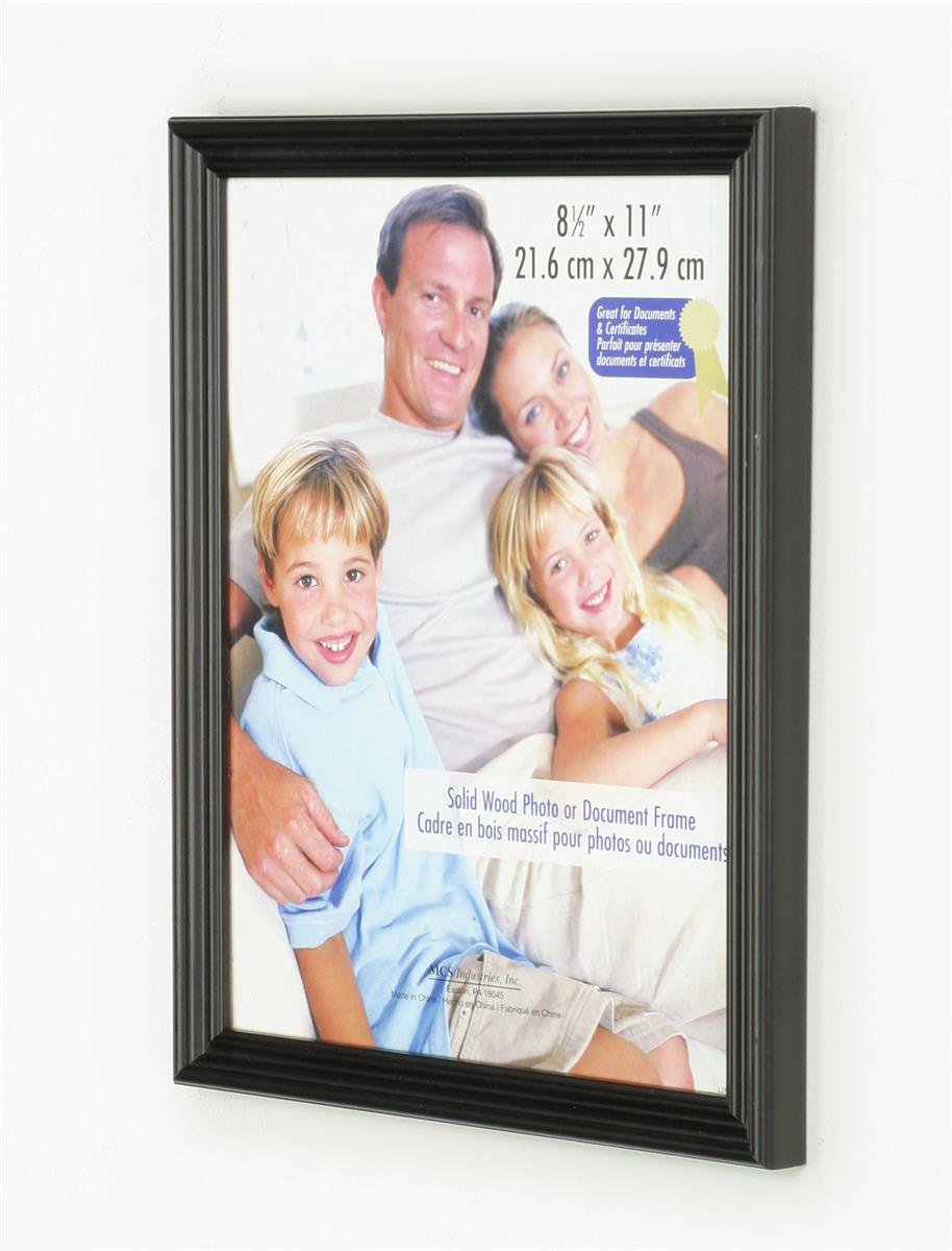 Displays2go Wooden Photo Frames for 8.5 x 11 Inch Prints in Portrait or Landscape, for Tabletop or Wall Use, Black - Set of Six