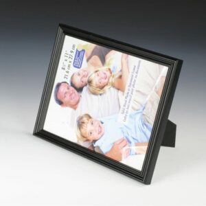 Displays2go Wooden Photo Frames for 8.5 x 11 Inch Prints in Portrait or Landscape, for Tabletop or Wall Use, Black - Set of Six