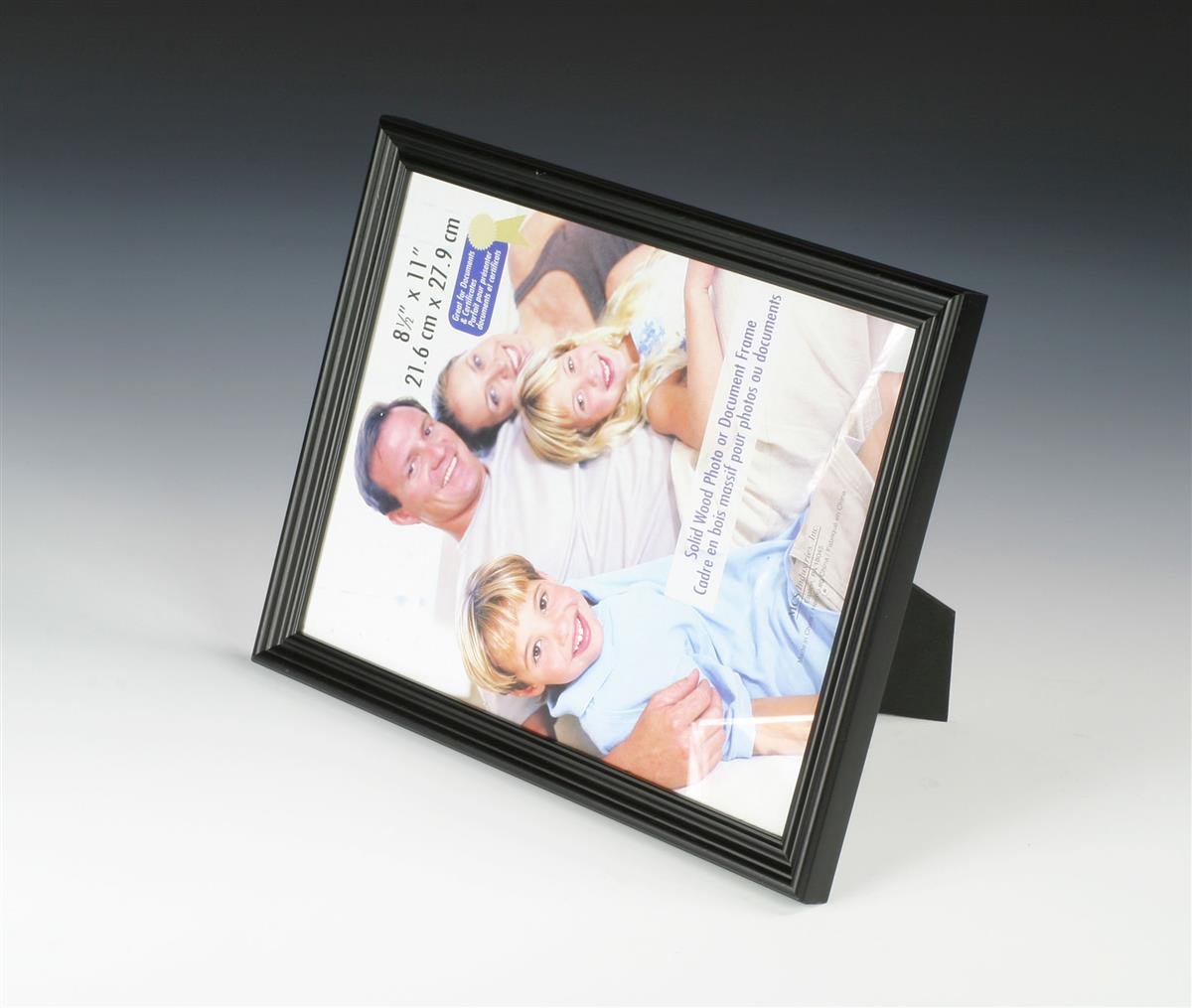 Displays2go Wooden Photo Frames for 8.5 x 11 Inch Prints in Portrait or Landscape, for Tabletop or Wall Use, Black - Set of Six