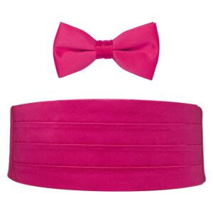 poly satin bow tie and cummerbund set (hot pink)