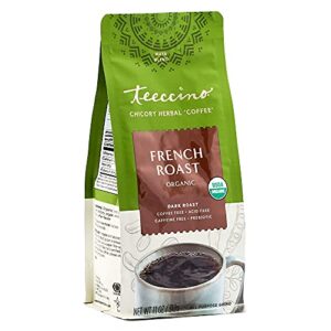 Teeccino French Roast Chicory Coffee Alternative - Ground Herbal Coffee That’s Prebiotic, Caffeine-Free & Acid Free, Dark Roast, 11 Ounce (Pack of 3)