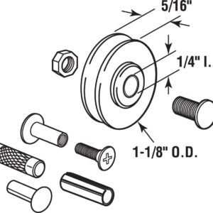 Prime-Line D 1795 1-1/8 In. Patio Roller Kit (2 Pack)